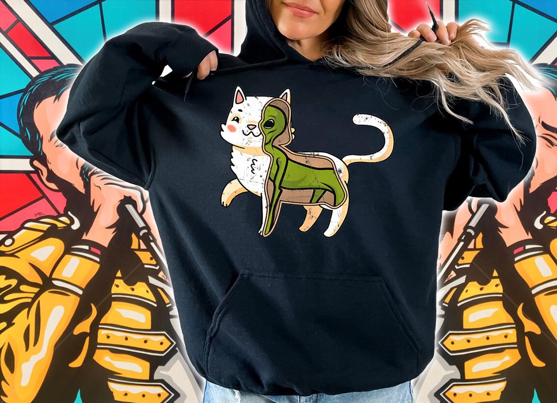Little Green Alien Cat t-shirt hoodie