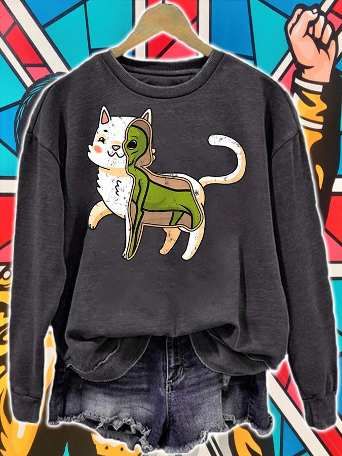 Little Green Alien Cat t-shirt sweatshirt