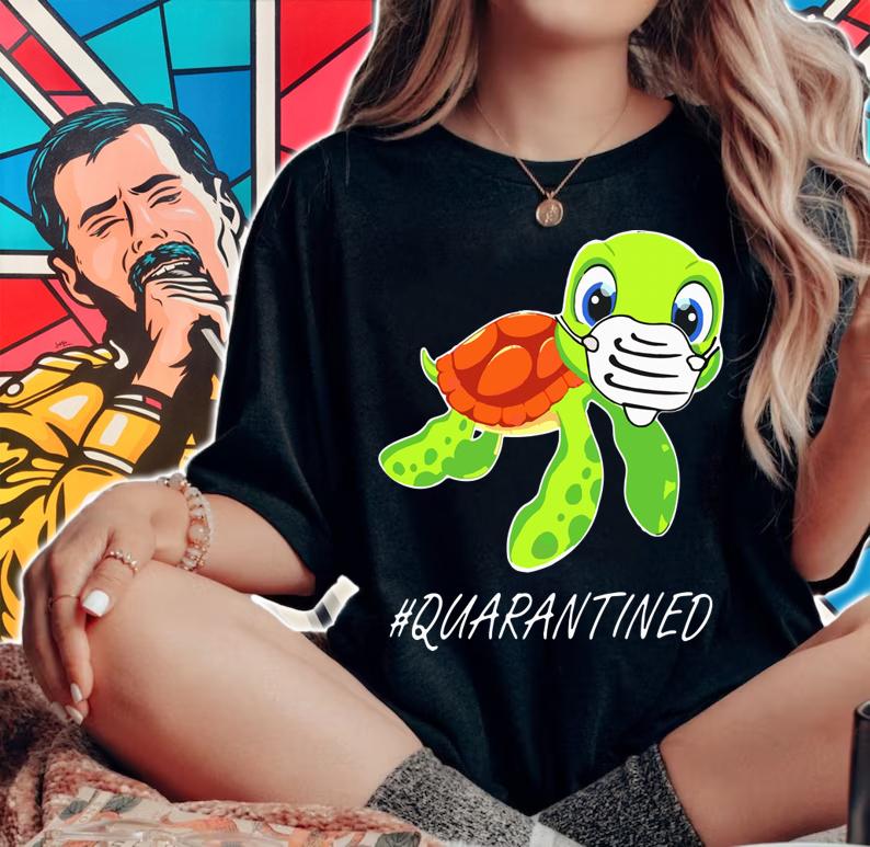 Turtle Mask #Quarantined Covid-19 t-shirt woman shirt