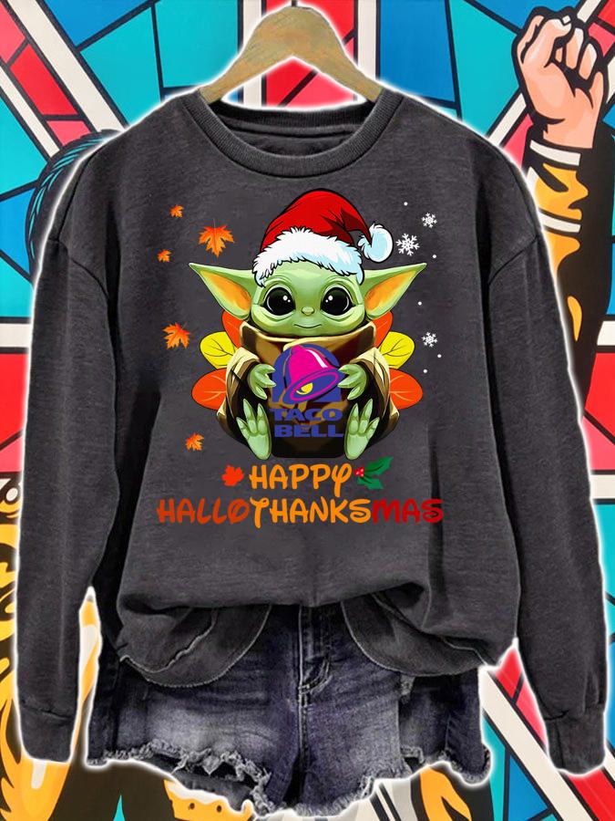 Baby Yoda Mashup Taco Bell Happy HalloThanksMas t-shirt sweatshirt