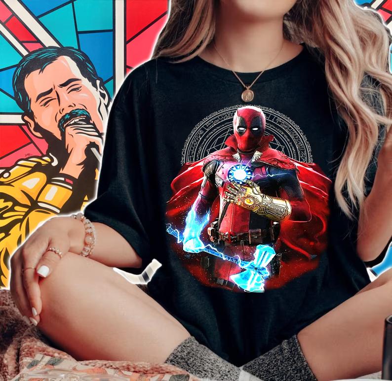Mashup Deadpool Doctor Strange Iron Man Thanos Thor Avengers Infinity War t-shirt woman shirt