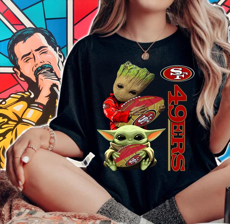 Baby Groot And Baby Hug Francisco 49ers t-shirt woman shirt