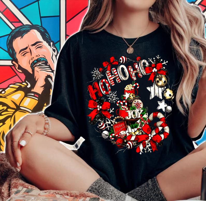 Hohoho Design With Tired Tray For Merry Xmas t-shirt woman shirt