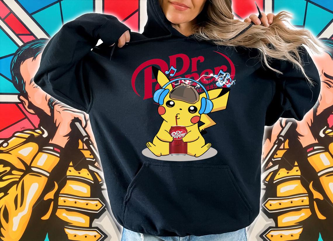 Pikachu Listen To Music And Drink Dr Pepper t-shirt hoodie
