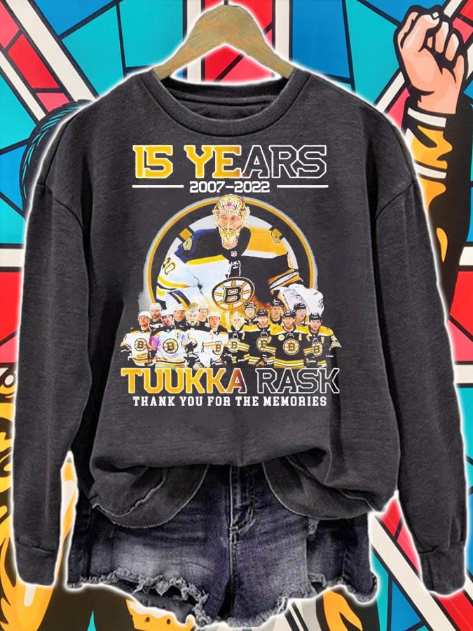 15 years 2007 2022 Tuuka Rask thank you for the memories shirt t-shirt sweatshirt