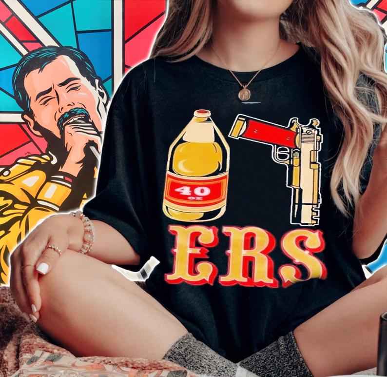 40oz 9MM Gold Gun San Francisco Pistol Golden Empire shirt t-shirt woman shirt