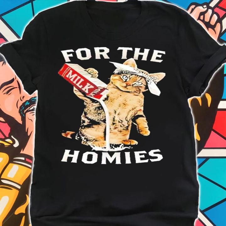 Cat Wearing Bandana Pouring Out Milk for the homies shirt t-shirt shirt