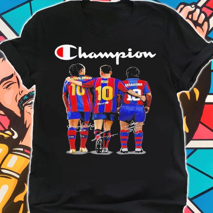 Champion Ronaldinho Lionel Messi Diego Maradona signatures shirt t-shirt shirt