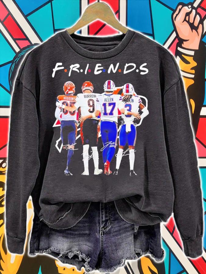 Friends Tee Higgins Joe Burrow Josh Allen Damar Hamlin signatures shirt t-shirt sweatshirt