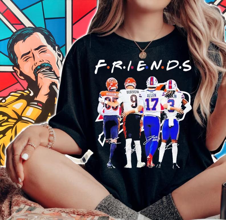 Friends Tee Higgins Joe Burrow Josh Allen Damar Hamlin signatures shirt t-shirt woman shirt