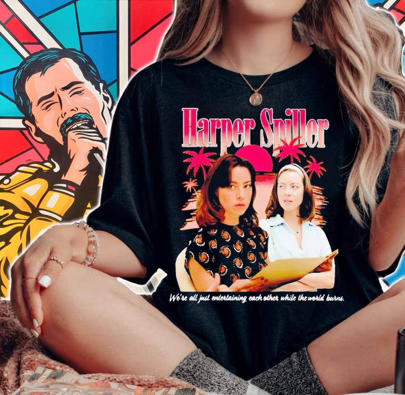 Harper Spiller we're all just entertaining each other while the world burns shirt t-shirt woman shirt