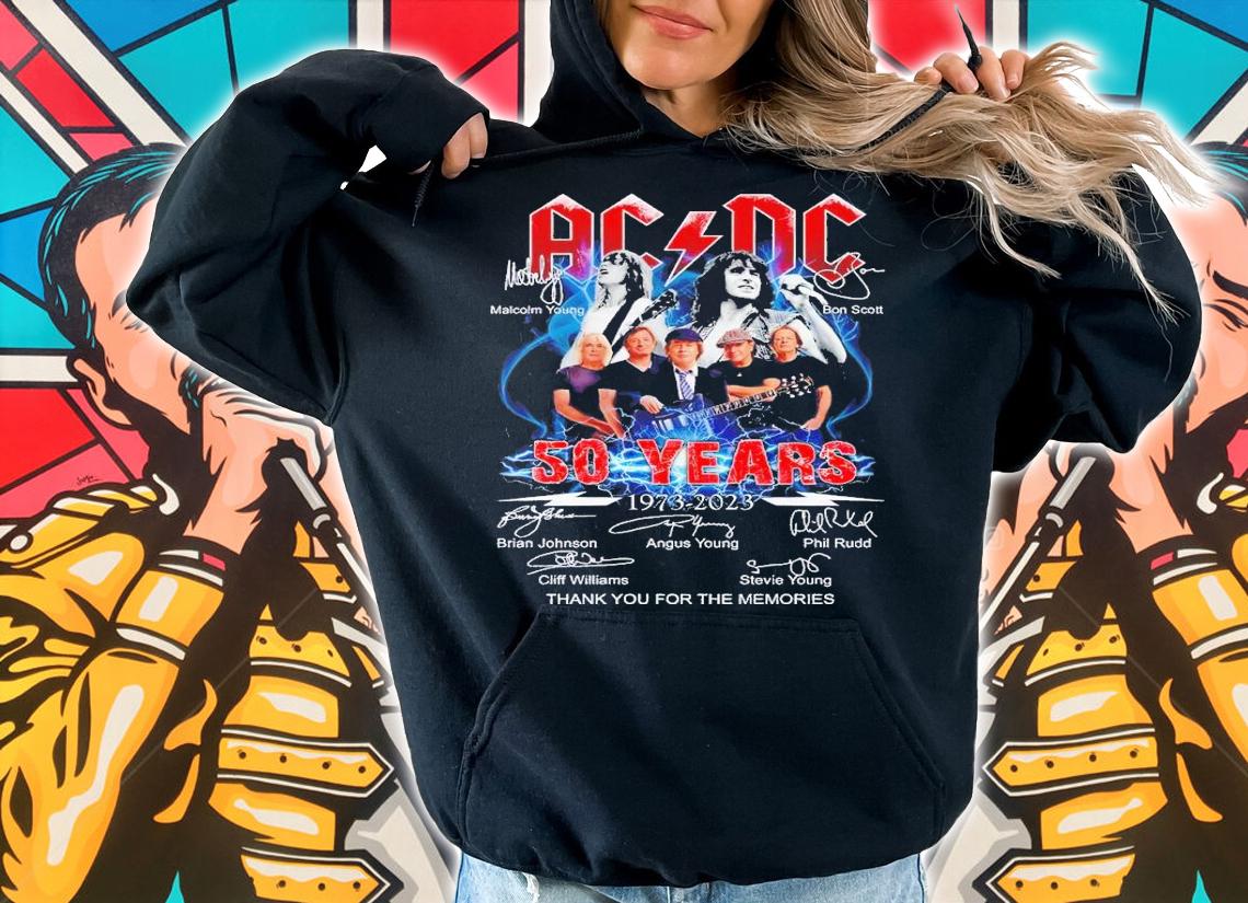 ACDC 50 years 1973 2023 thank you for the memories shirt t-shirt