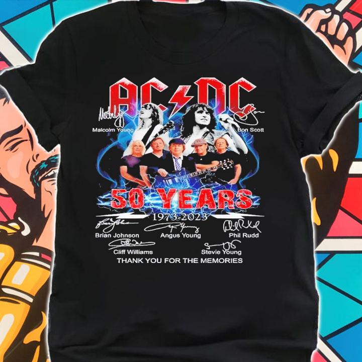 ACDC 50 years 1973 2023 thank you for the memories shirt t-shirt