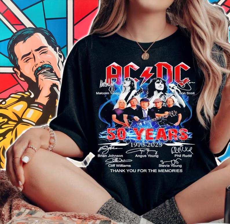 ACDC 50 years 1973 2023 thank you for the memories shirt t-shirt woman shirt