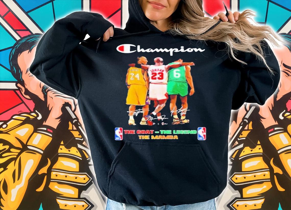 Champion The Mamba Kobe Bryant The Goat Michael Jordan The Legend Bill Russell t-shirt