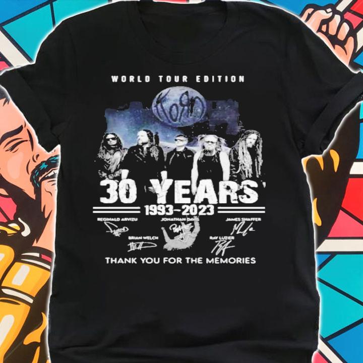 Korn World Tour Edition 30 Years 1993 2023 Signatures Thank You For The Memories Shirt t-shirt