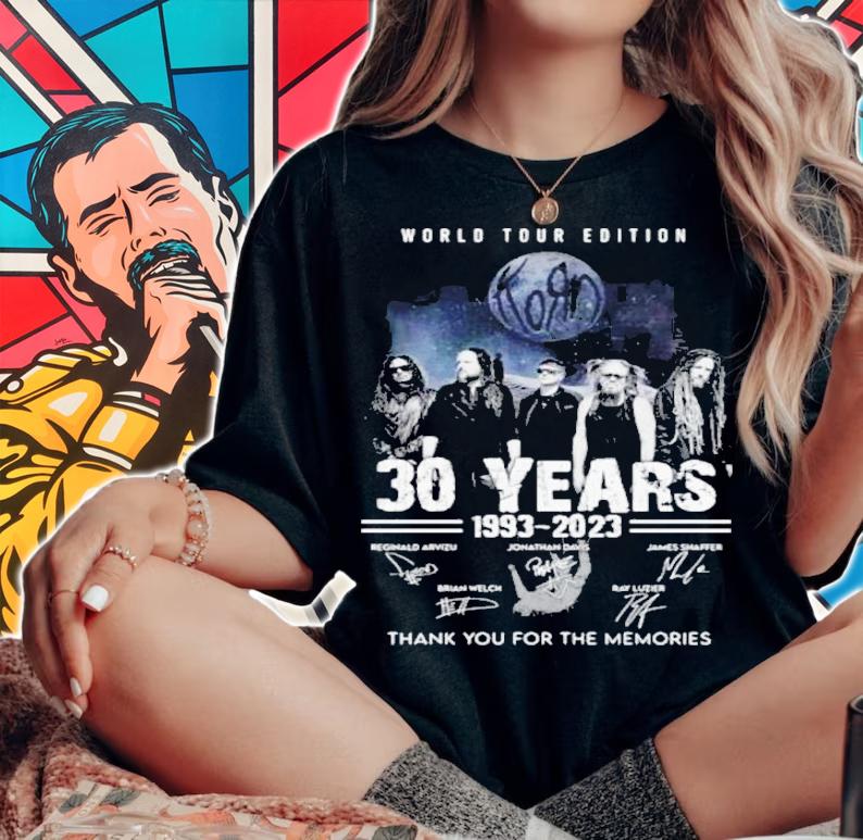 Korn World Tour Edition 30 Years 1993 2023 Signatures Thank You For The Memories Shirt t-shirt
