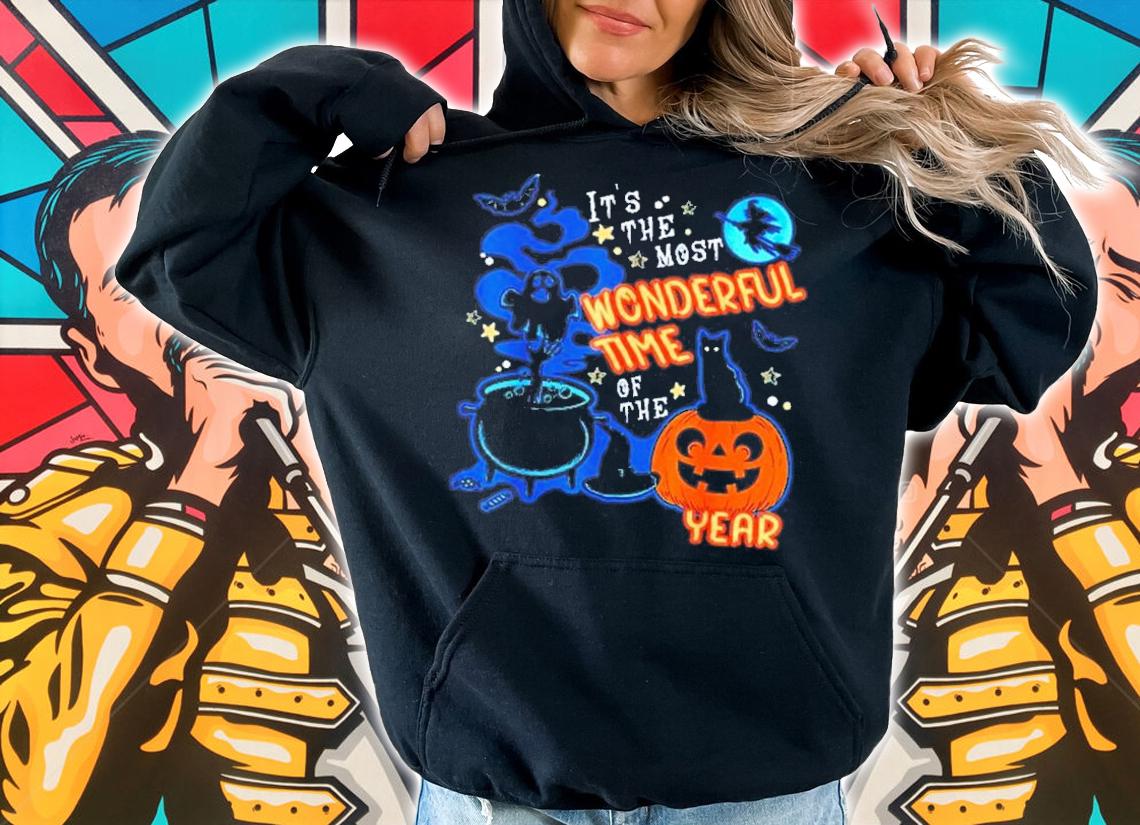 Black Cat Halloween It's The Most Wonderful Time Of Year T-Shirt t-shirt hoodie