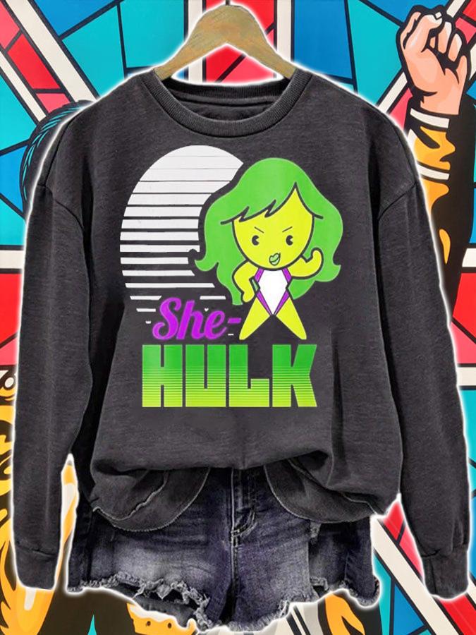 Womens Marvel She-Hulk Kawaii Striped Portrait shirt t-shirt sweatshirt