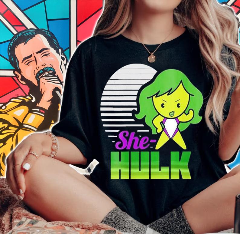 Womens Marvel She-Hulk Kawaii Striped Portrait shirt t-shirt woman shirt