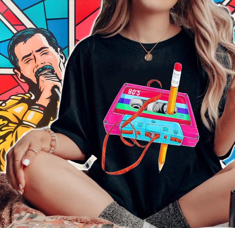 Vintage Cassette Tape Pencil 70s 80s 90s Music Mixtape T-shirt t-shirt woman shirt