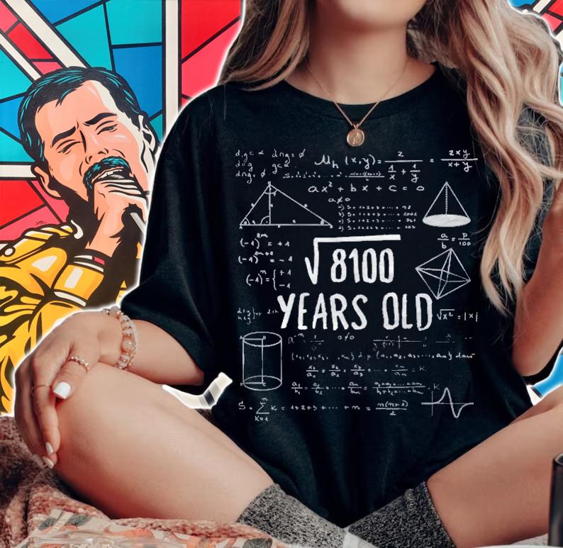 90 Years Old Math Shirt 90Th Birthday Square Root 8100 Ver2 Shirt t-shirt