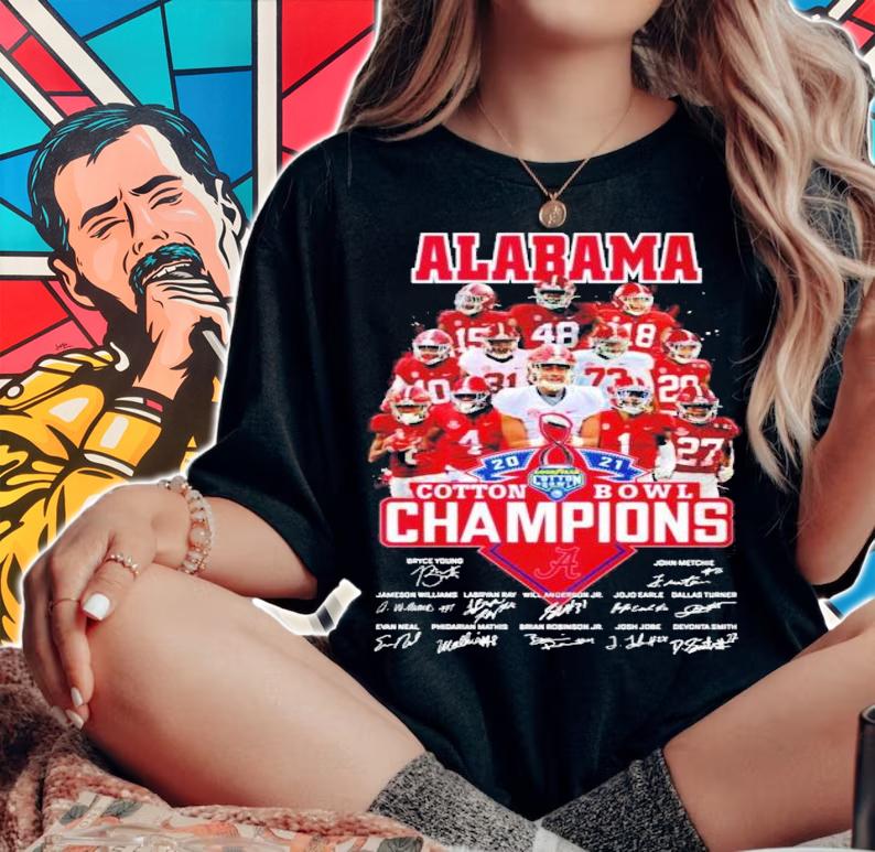 Alabama Crimson Tide Cotton Bowl Champions 2021 Signatures Shirt t-shirt woman shirt