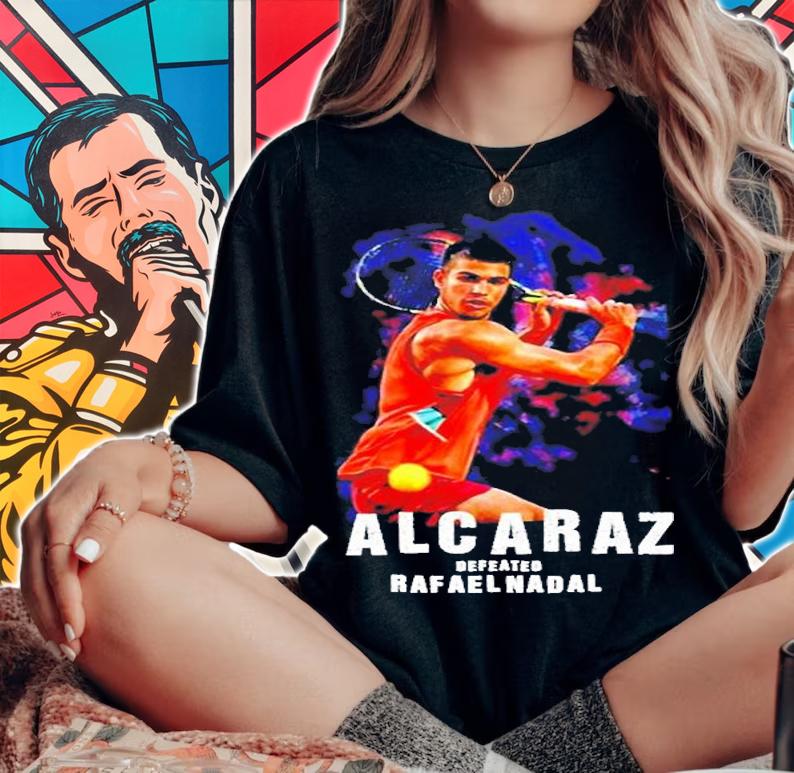 Alcaraz Defeated Rafael Nadal Finalist In Madrid History T-Shirt t-shirt woman shirt