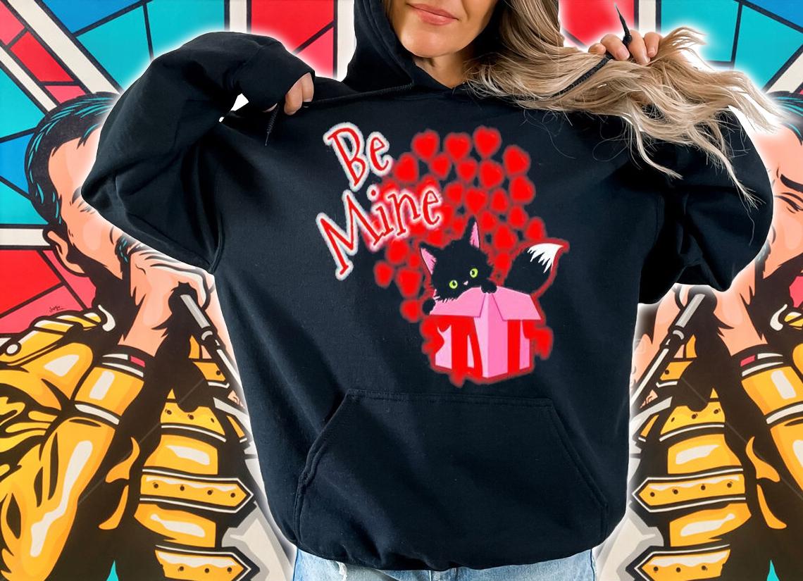 Be Mine Valentines Day Cute Cat Hearts T-Shirt t-shirt hoodie