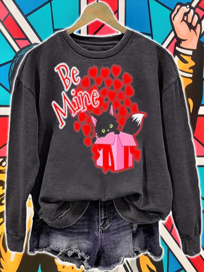 Be Mine Valentines Day Cute Cat Hearts T-Shirt t-shirt sweatshirt