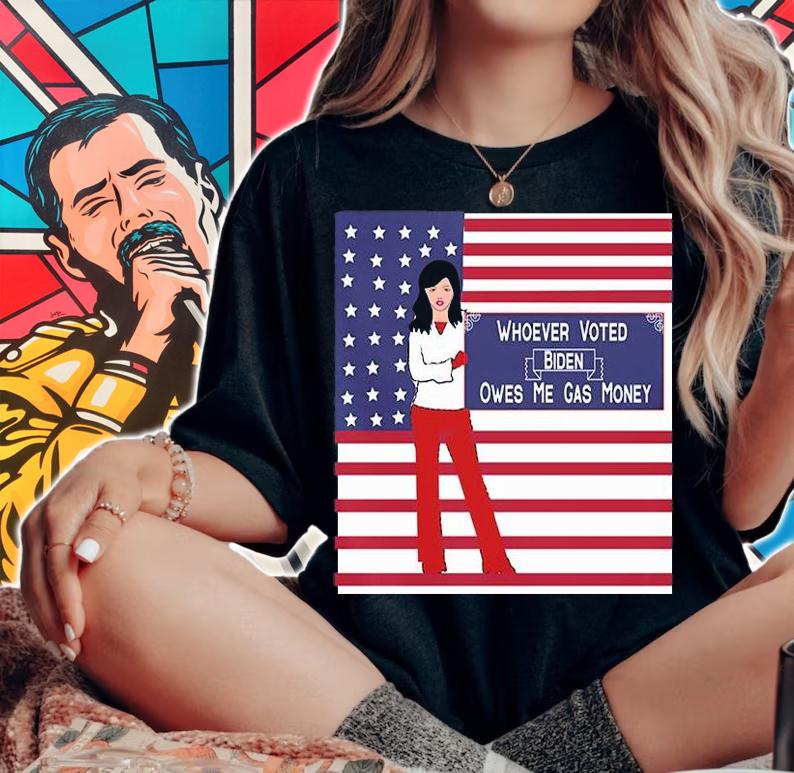 Biden Voter Owes Me Gas Money-Anti President Biden USA Flag T-Shirt t-shirt woman shirt