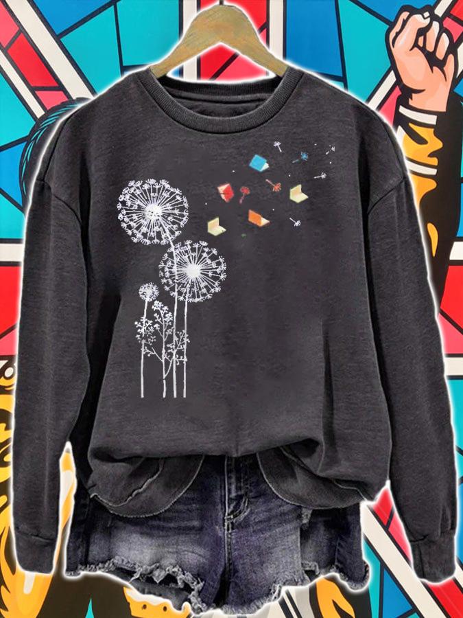 Bookworm Librarian Book Lover Gift Dandelion Reading Pullover Shirt t-shirt sweatshirt