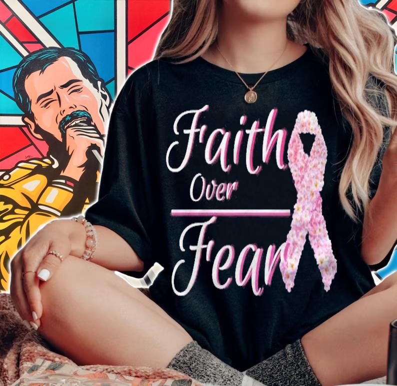 Breast Cancer Awareness Shirt Faith Over Fear For Warriors shirt t-shirt woman shirt