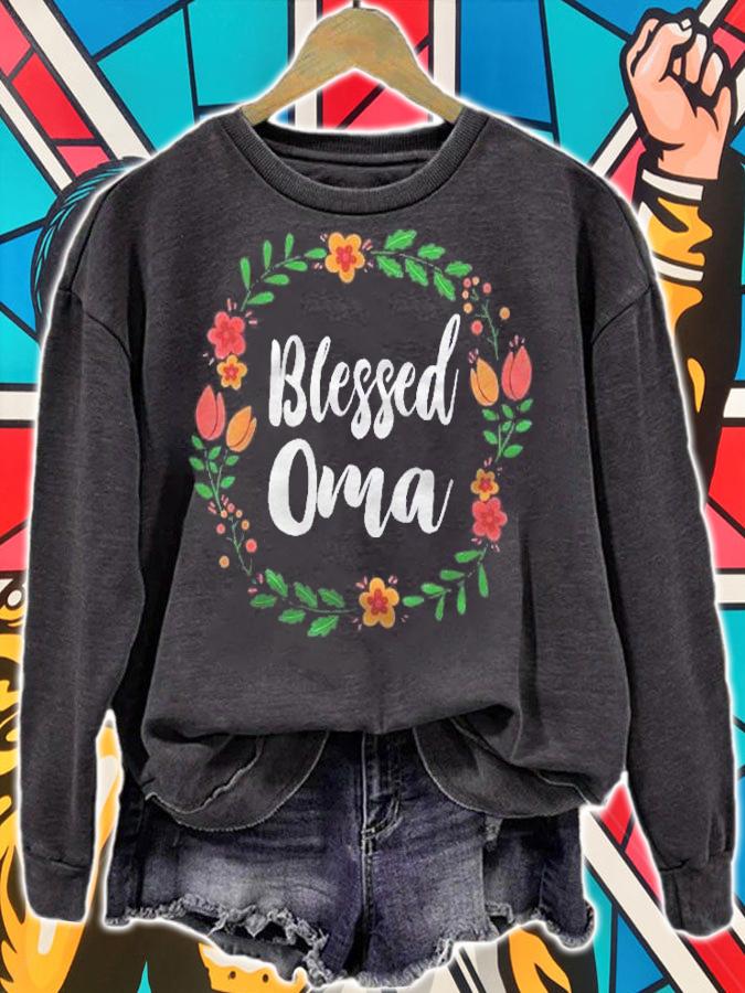 Blessed Oma Shirt Flowers Wreath Shirt t-shirt sweatshirt