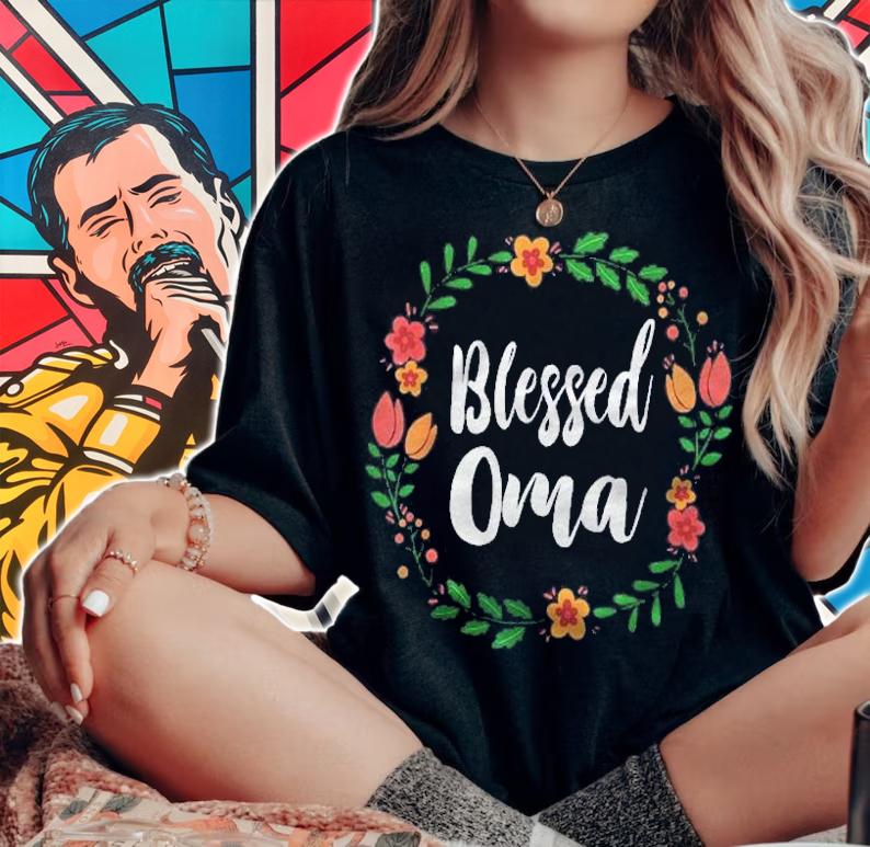 Blessed Oma Shirt Flowers Wreath Shirt t-shirt woman shirt