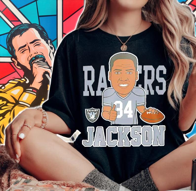 Bo Jackson Las Vegas Raiders Mitchell and Ness Youth Caricature Graphic Shirt t-shirt woman shirt