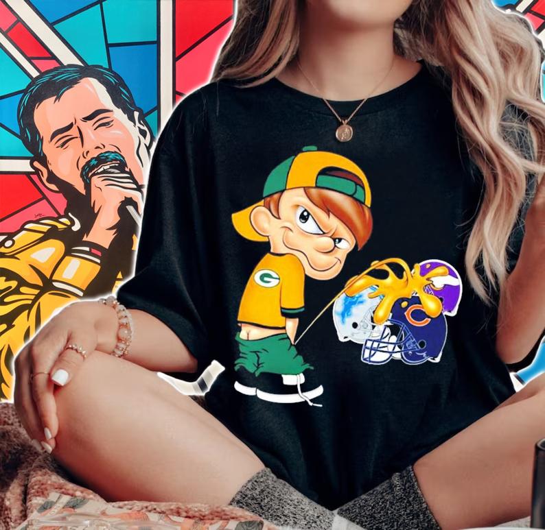 Green Bay Packer Calvin Peeing Piss On Other Teams Shirt t-shirt woman shirt