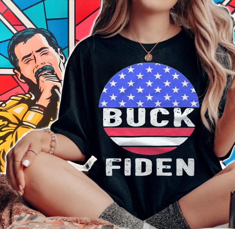 F Joe Biden buck Fiden USA Flag Anti President T-Shirt t-shirt