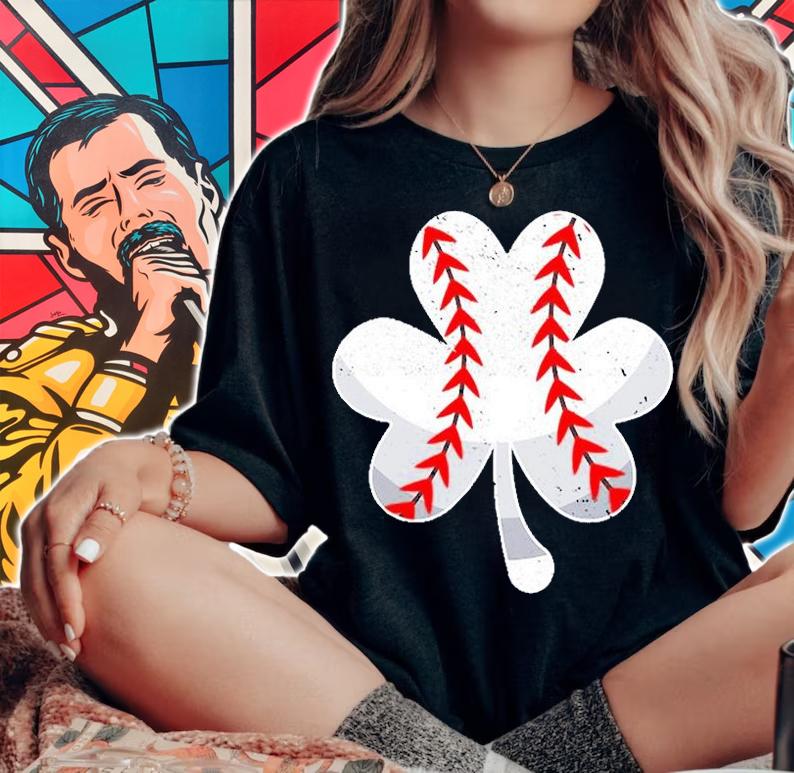 Four Leaf Clover Baseball Player Shamrock St Paddys Day T-Shirt t-shirt woman shirt