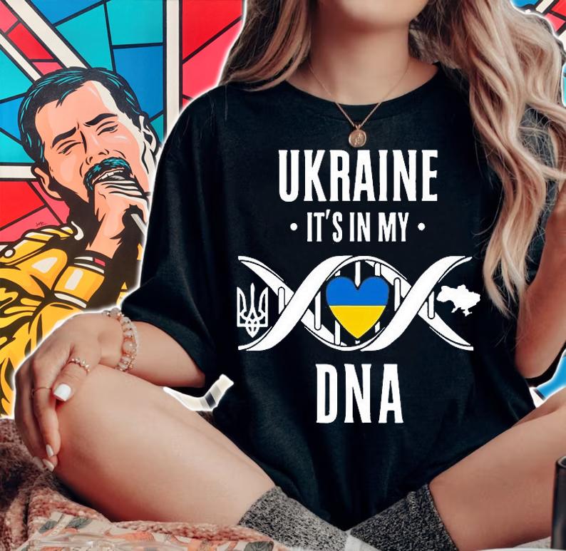It's In My DNA Ukrainian Gifts Vyshyvanka Kozak Ukraine Flag T-Shirt t-shirt