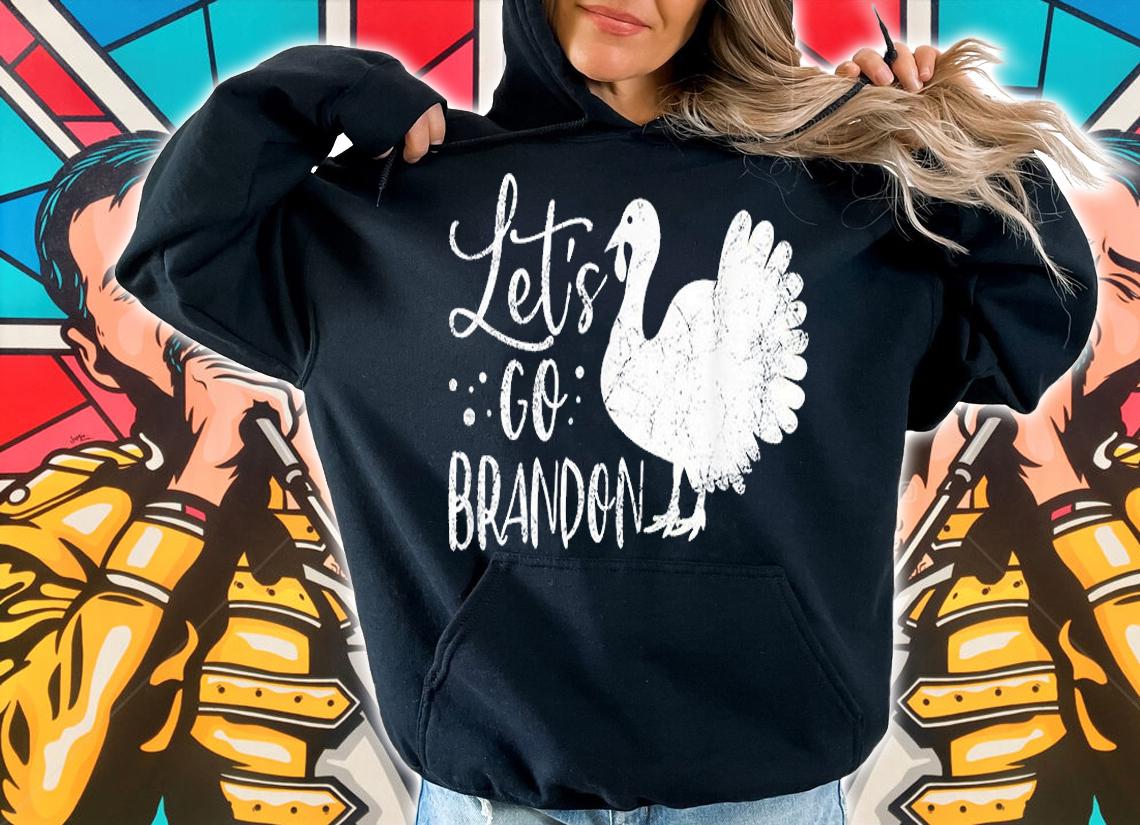 Let's Go Brandon Thanksgiving White Turkey Funny T-Shirt t-shirt