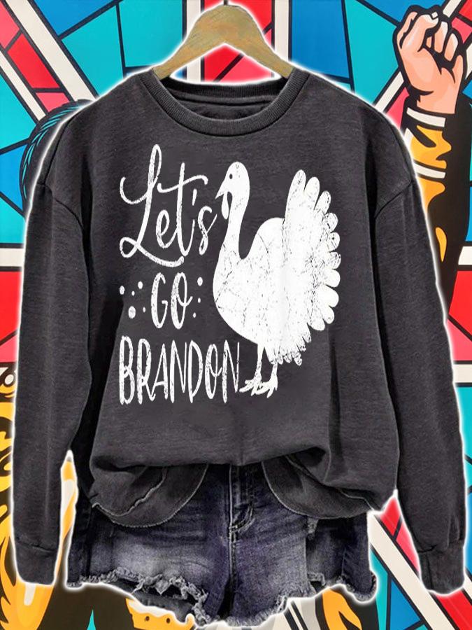 Let's Go Brandon Thanksgiving White Turkey Funny T-Shirt t-shirt