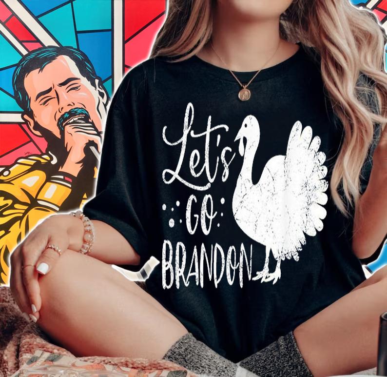 Let's Go Brandon Thanksgiving White Turkey Funny T-Shirt t-shirt