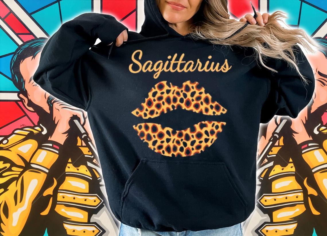Sagittarius Leopard Lips Queen Zodiac Birthday T-Shirt t-shirt hoodie