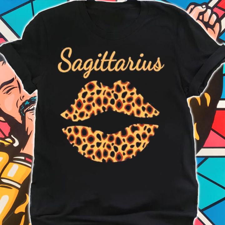 Sagittarius Leopard Lips Queen Zodiac Birthday T-Shirt t-shirt shirt
