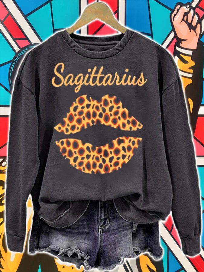 Sagittarius Leopard Lips Queen Zodiac Birthday T-Shirt t-shirt sweatshirt