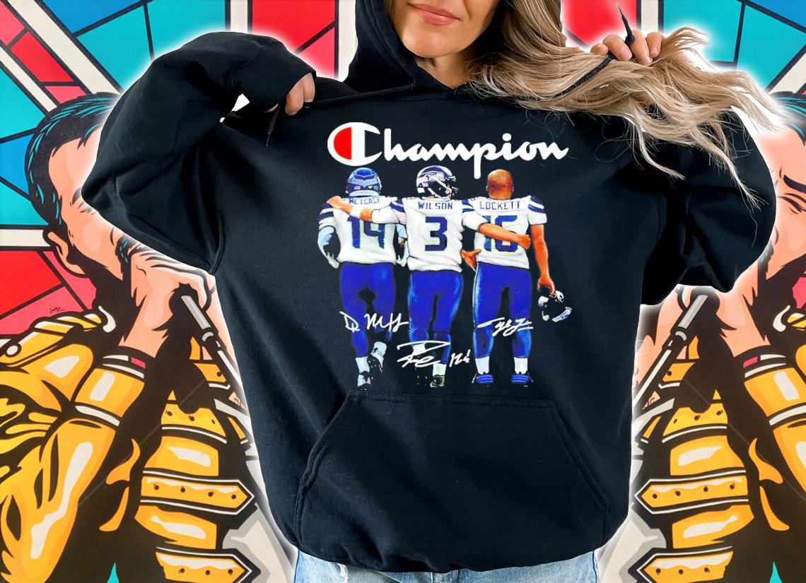 Seattle Seahawks Champions DK Metcalf Vs Russell Wilson And Tyler Lockett Signatures Shirt t-shirt
