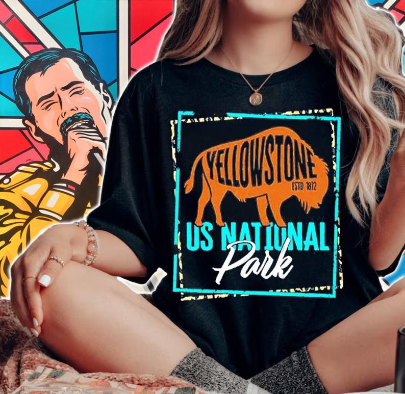 Yellowstone Bison Buffalo US National Park T-Shirt t-shirt woman shirt