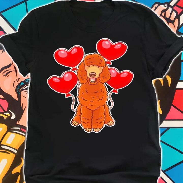 Poodle T Shirt Brown Poodle Dog With Hearts T-Shirt t-shirt