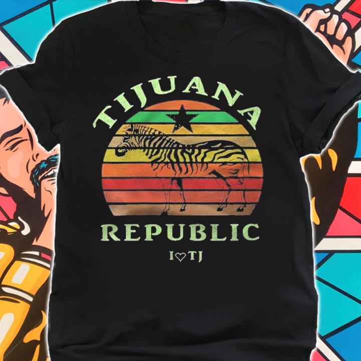 Womens Tijuana Republic Tj Baja Mexico Retro Sunset Zebra Beach Shirt t-shirt